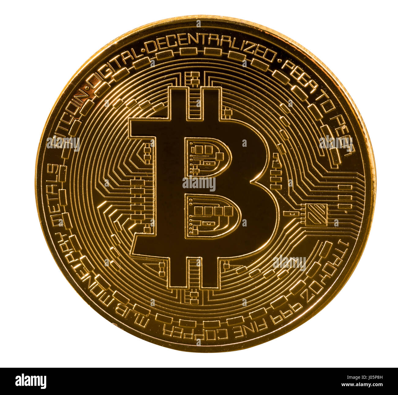 Isolierte Bild Einer Einzigen Bitcoin Gold Munze Illustrieren Die - 